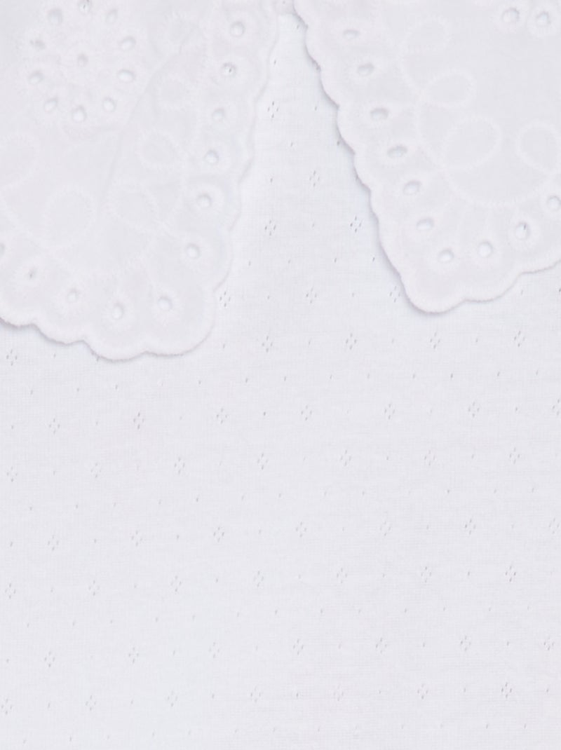 Body in maglia pointelle con collo fantasia bianco - Kiabi