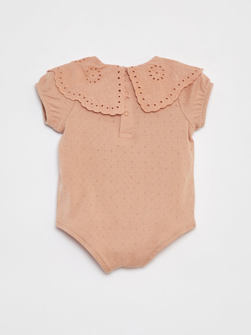 Body in maglia pointelle con collo fantasia ROSA - Kiabi