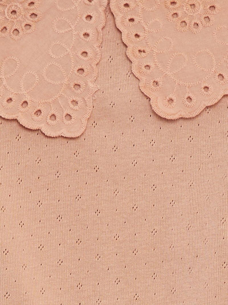 Body in maglia pointelle con collo fantasia ROSA - Kiabi