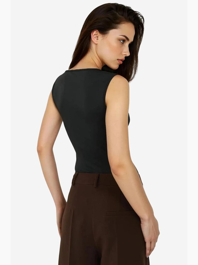Body in maglia slim fit con girocollo e zip hiccup Nero - Kiabi