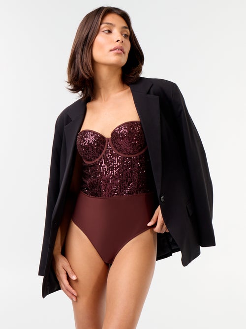 Body in microfibra e paillettes - Kiabi