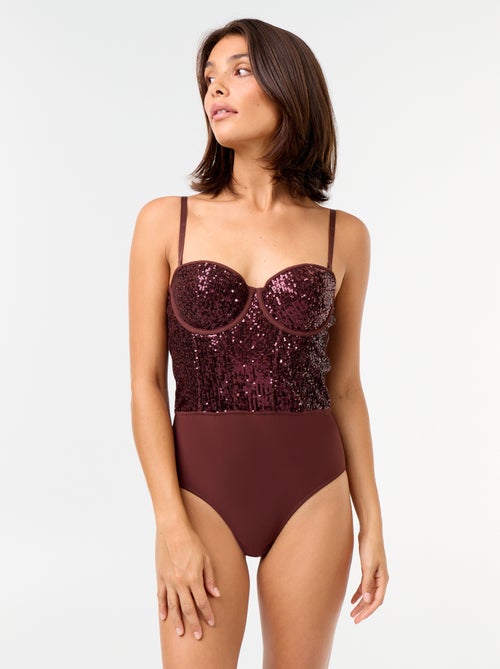Body in microfibra e paillettes - Kiabi