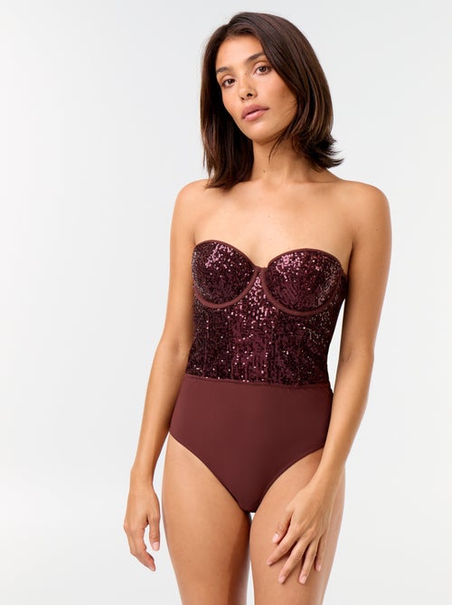 Body in microfibra e paillettes - Kiabi