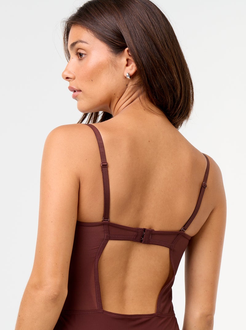 Body in microfibra e paillettes Marrone scuro - Kiabi