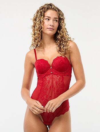 Body in pizzo con fili dorati