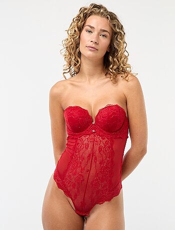 Body in pizzo con fili dorati