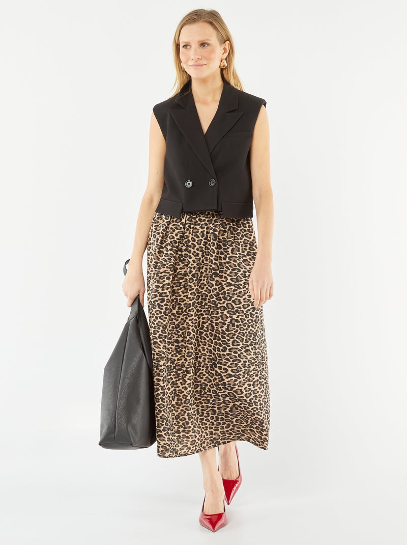 Body in tessuto satinato con spalline sottili nero - Kiabi