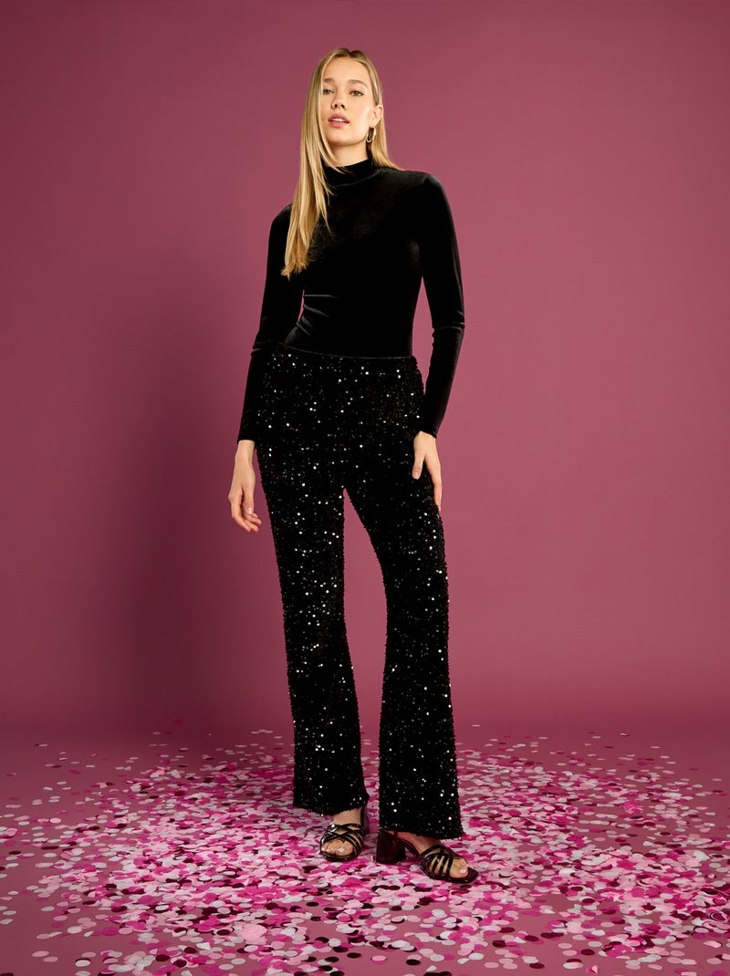 Body in velluto con schiena in pizzo Nero - Kiabi