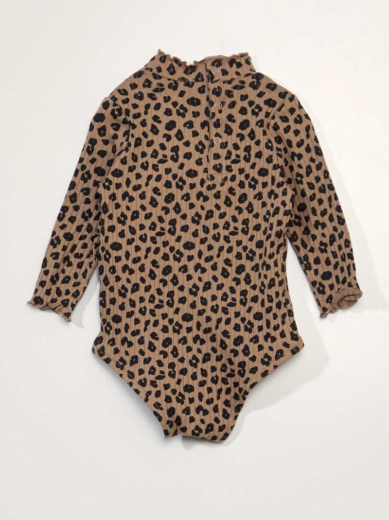 Body leopardato a collo alto BEIGE - Kiabi