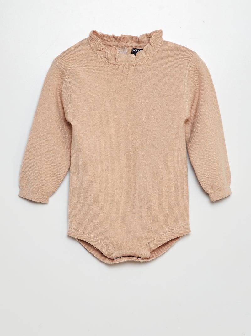 Body maglione collo con volant BEIGE - Kiabi