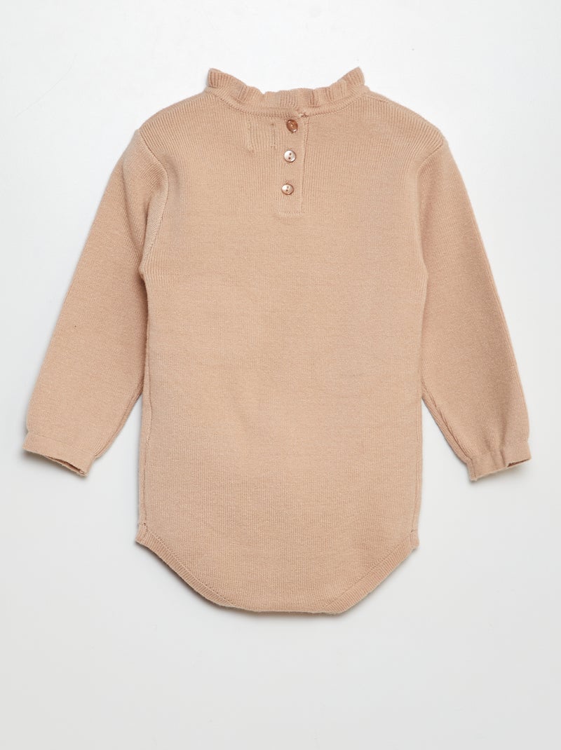 Body maglione collo con volant BEIGE - Kiabi