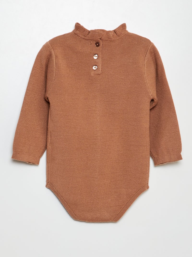 Body maglione collo con volant MARRONE - Kiabi