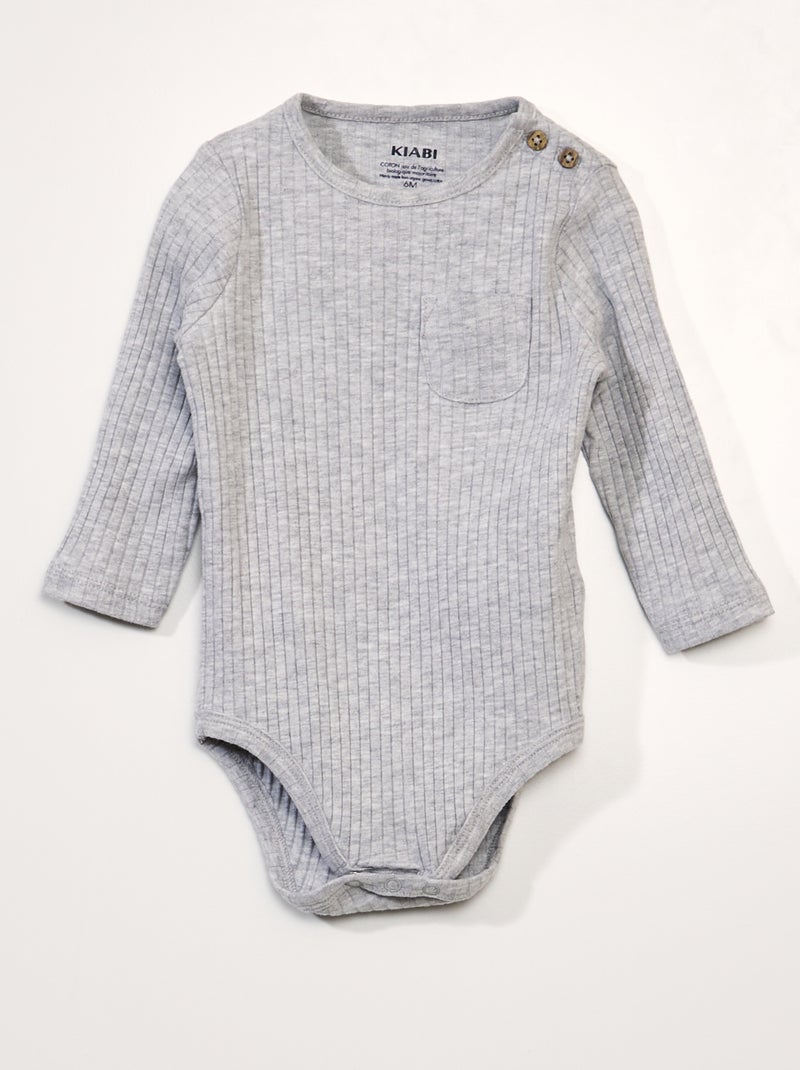 Body maniche lunghe a coste GRIGIO - Kiabi