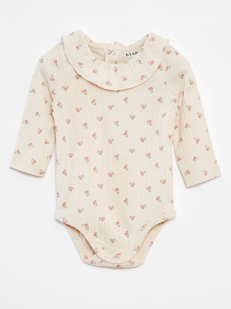 Body maniche lunghe con colletto arricciato Bianco - Kiabi