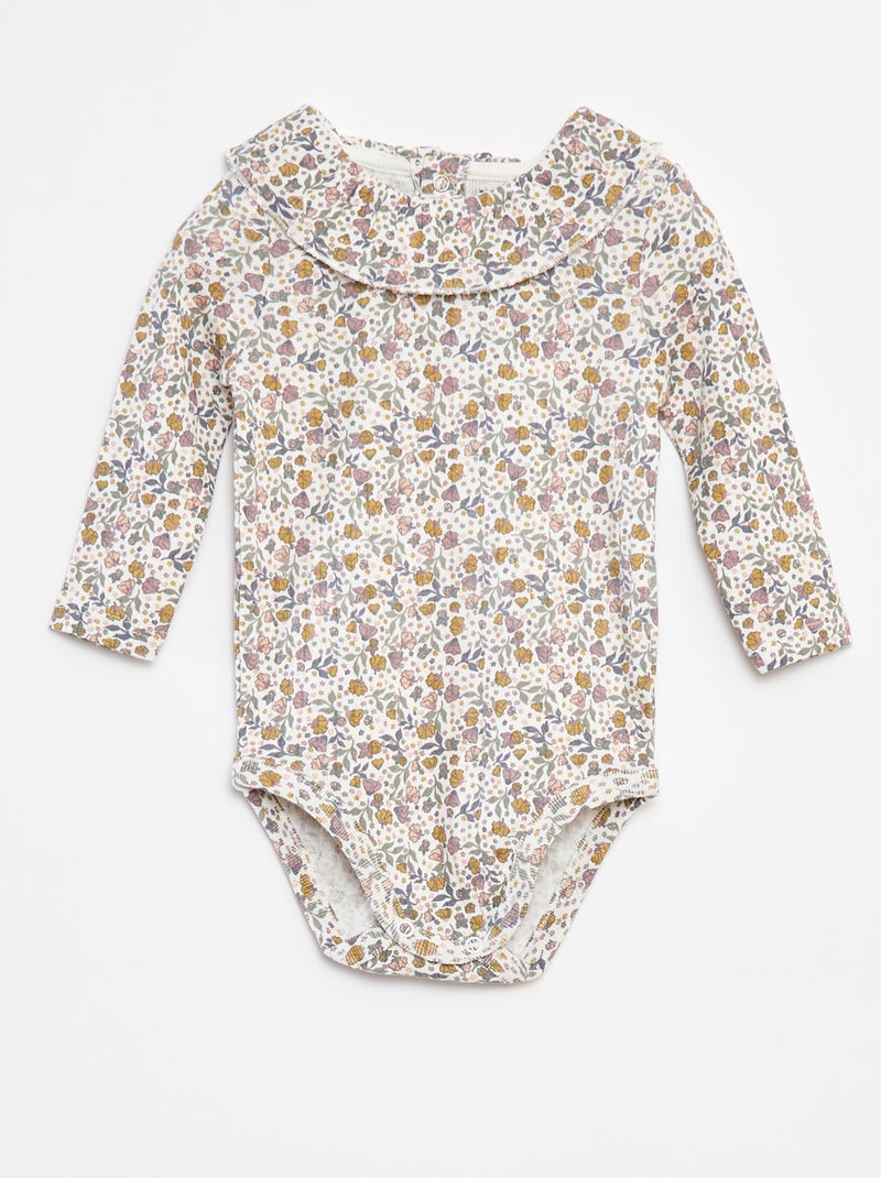 Body maniche lunghe con colletto arricciato Bianco - Kiabi