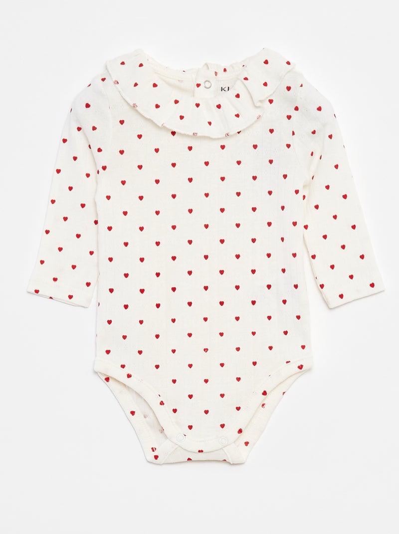 Body maniche lunghe con colletto arricciato Bianco - Kiabi