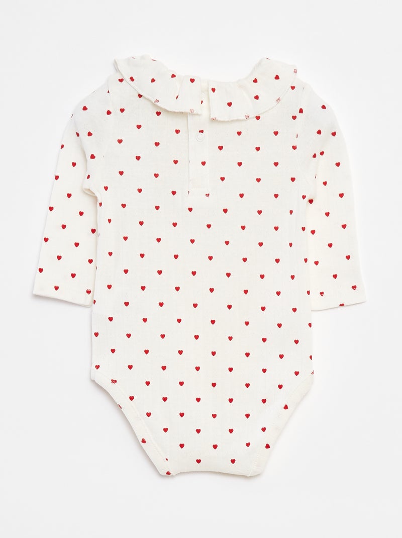 Body maniche lunghe con colletto arricciato Bianco - Kiabi