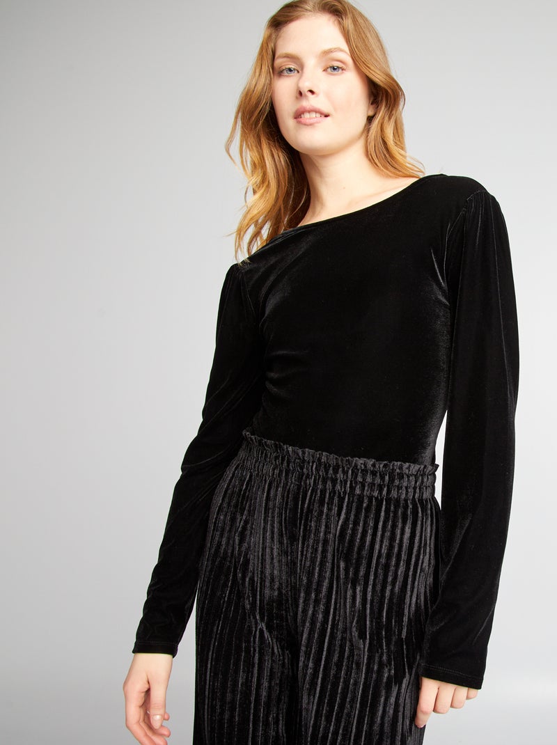 Body maniche lunghe in velluto nero - Kiabi
