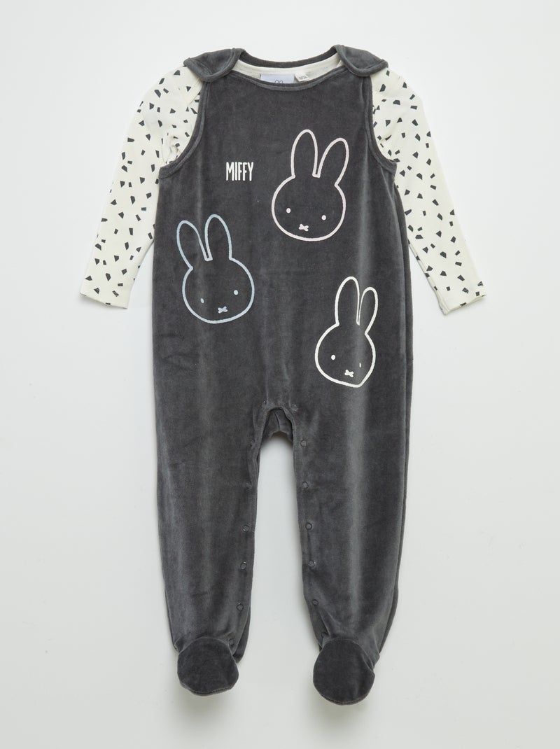 Body + pigiama in velluto Miffy - 2 pezzi GRIGIO - Kiabi