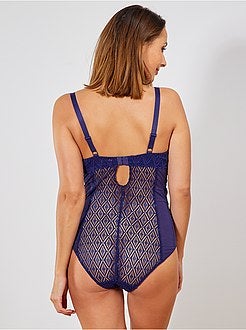 Body pizzo bicolore e tulle 'Bestform' - Kiabi