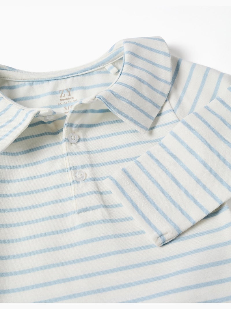 Body polo a manica lunga a righe Beige chiaro - Kiabi