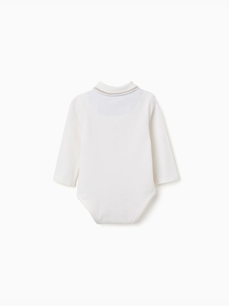 Body-polo a manica lunga con righe Bianco - Kiabi