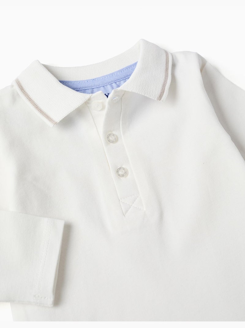 Body-polo a manica lunga con righe Bianco - Kiabi