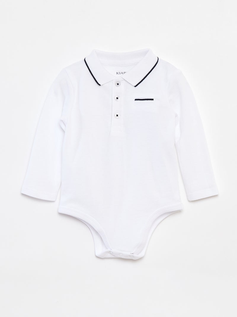 Body polo a maniche lunghe Bianco - Kiabi