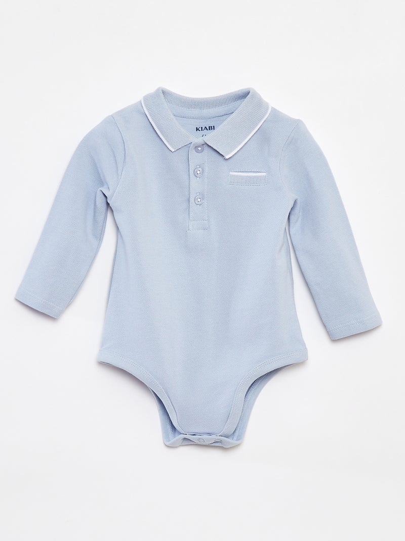 Body polo a maniche lunghe Blu - Kiabi