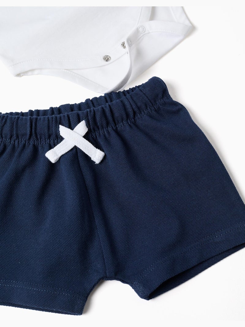 Body polo con stampa Mickey + pantaloncini Blu scuro - Kiabi