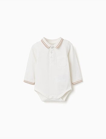 Body-polo in cotone a manica lunga a righe