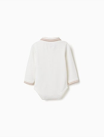Body-polo in cotone a manica lunga a righe