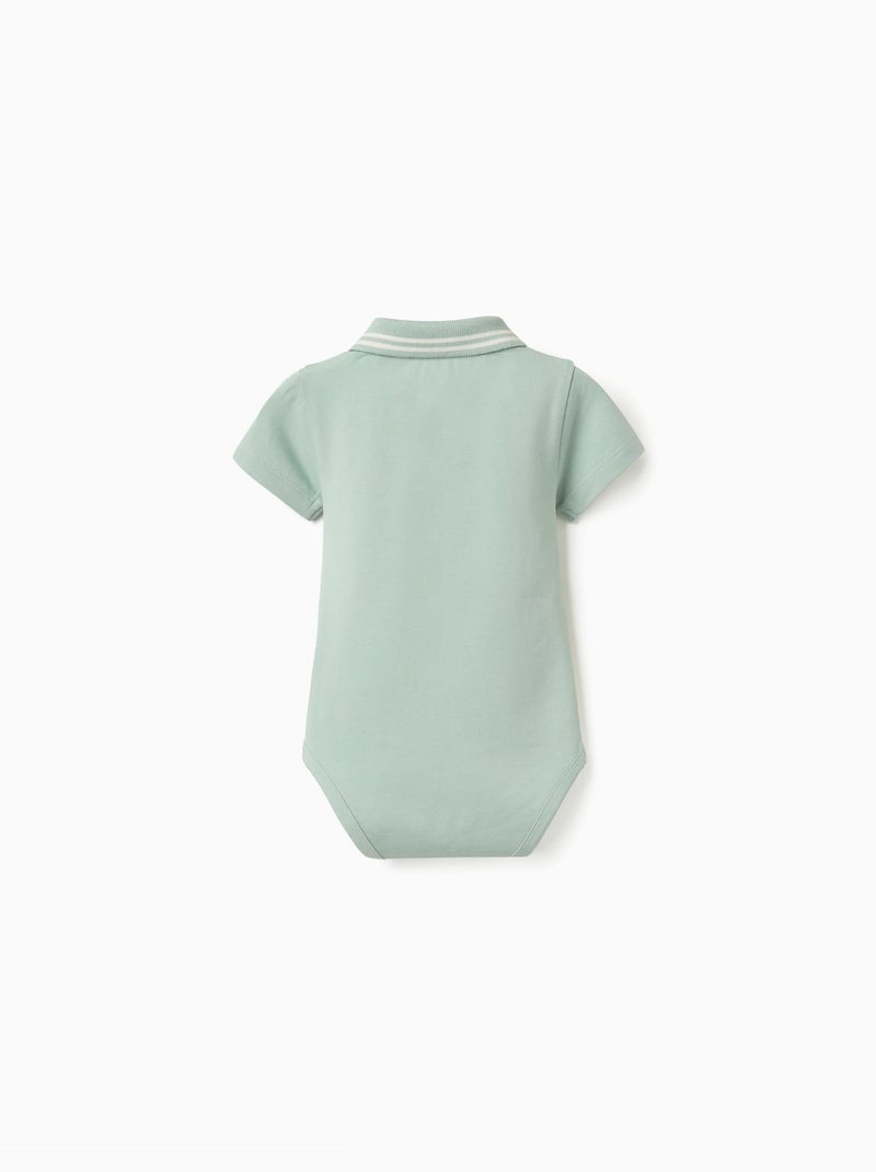 Body polo in cotone a righe Verde chiaro - Kiabi