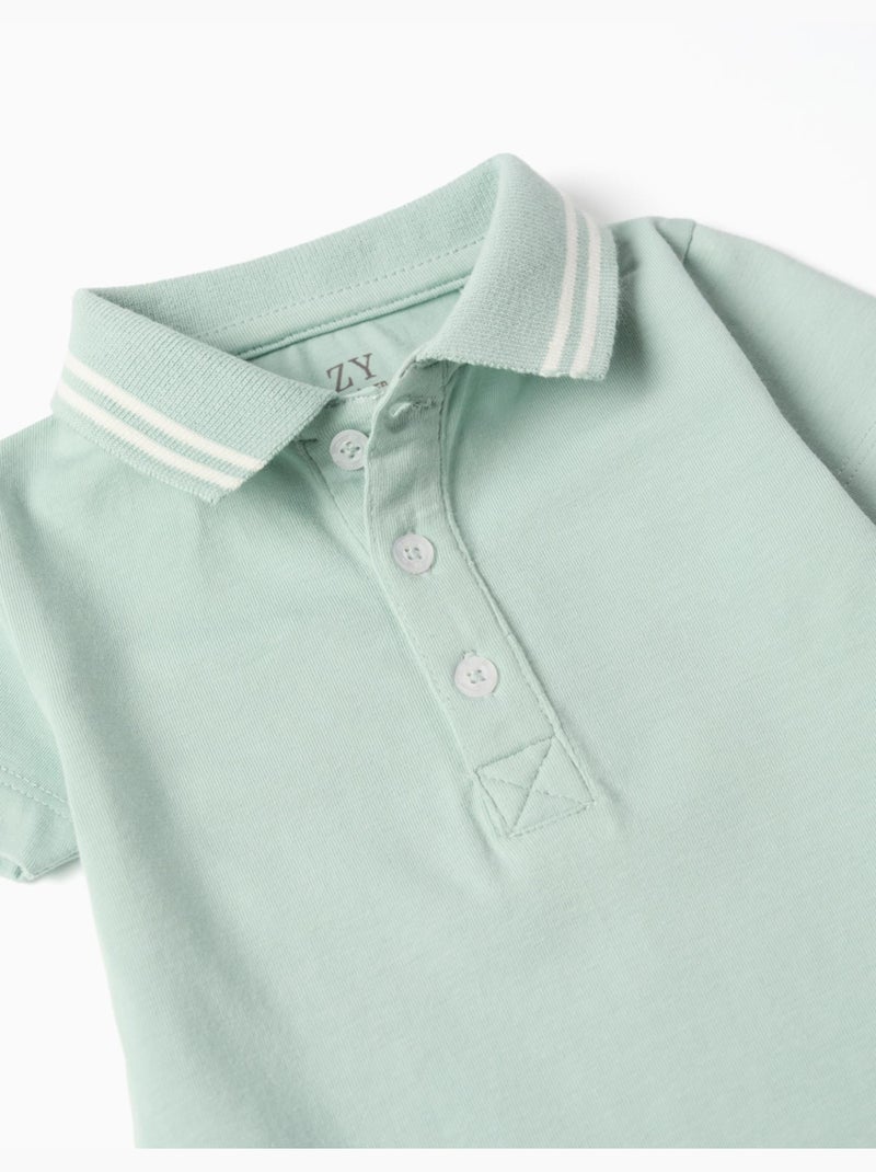 Body polo in cotone a righe Verde chiaro - Kiabi