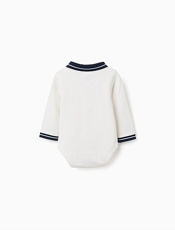 Body polo in cotone con colletto a contrasto