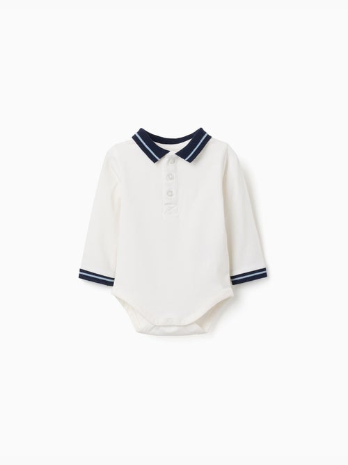 Body polo in cotone con colletto a contrasto - Kiabi