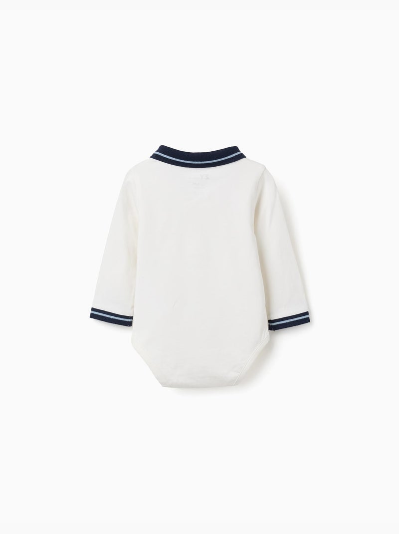 Body polo in cotone con colletto a contrasto Bianco - Kiabi