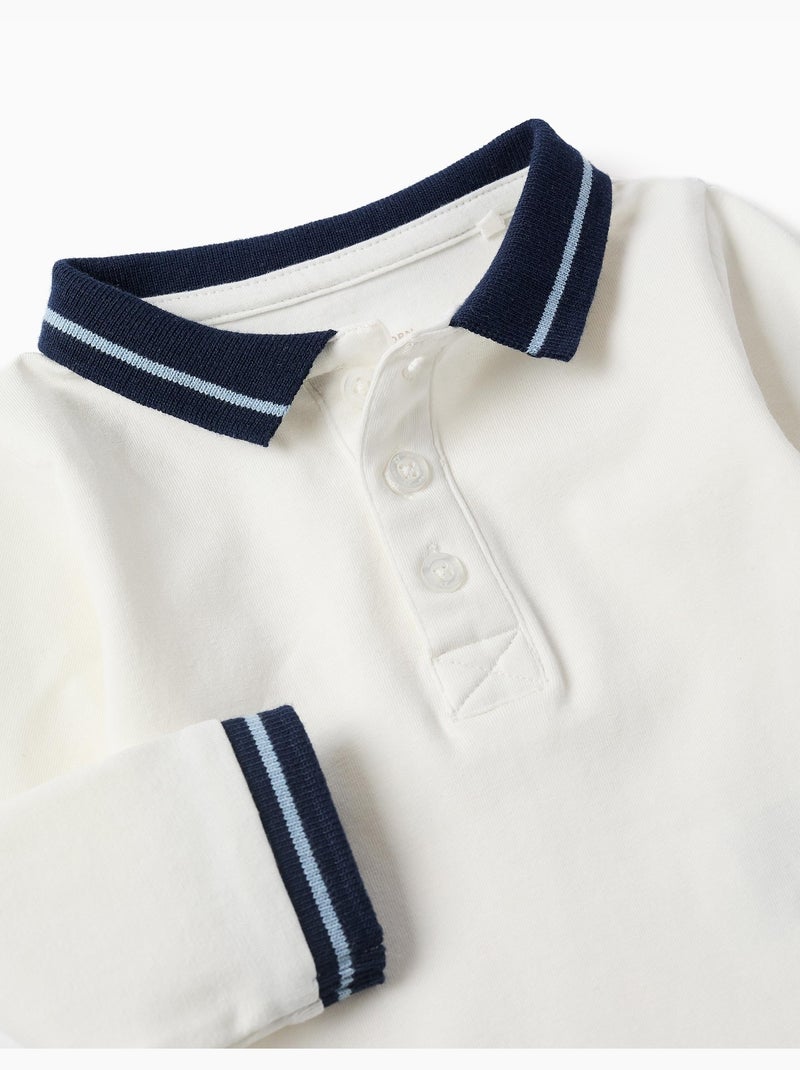 Body polo in cotone con colletto a contrasto Bianco - Kiabi