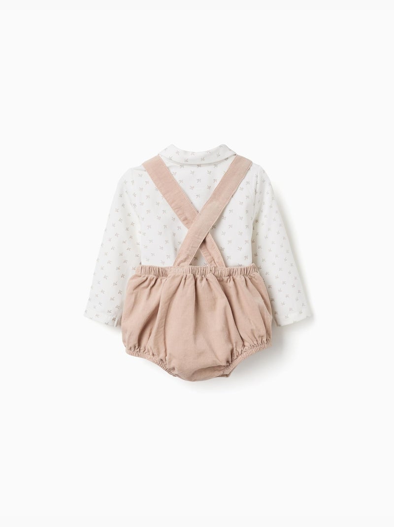 Body-polo + pagliaccetto in velluto a coste Beige chiaro - Kiabi