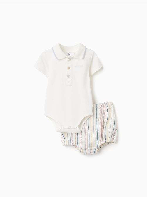 Body polo + pantaloncini a righe B&S - Kiabi