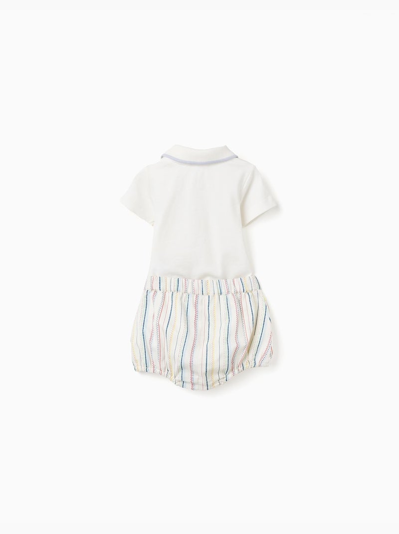 Body polo + pantaloncini a righe B&S Bianco - Kiabi
