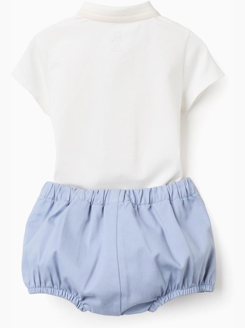 Body polo + Pantaloncini in twill Blu chiaro - Kiabi