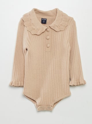 Body pullover con collo fantasia