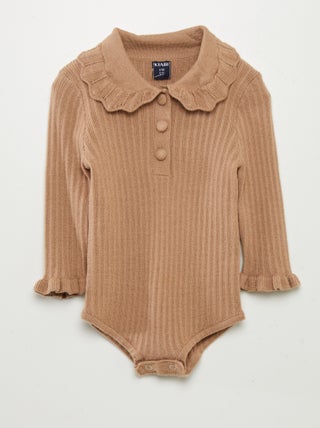 Body pullover con collo fantasia