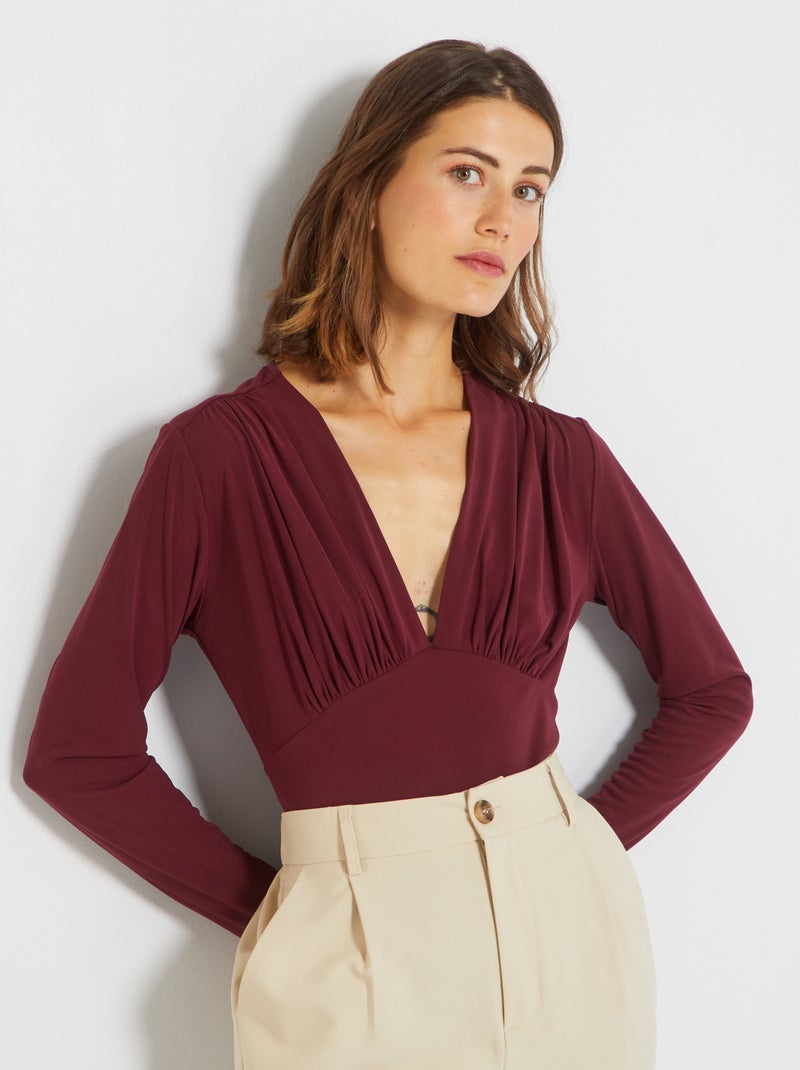 Body scollo a V rosso bordeaux - Kiabi