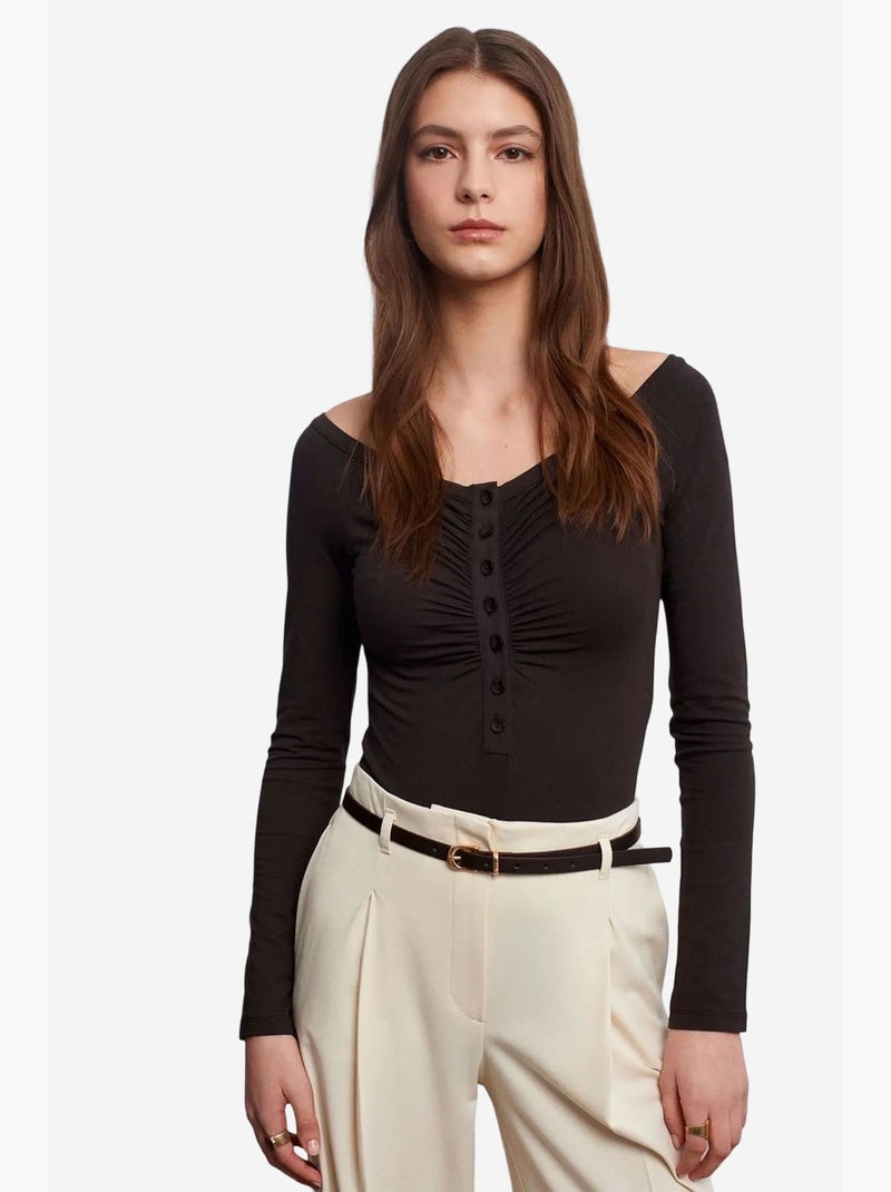 Body scollo barca aderente dilvin Grigio scuro - Kiabi