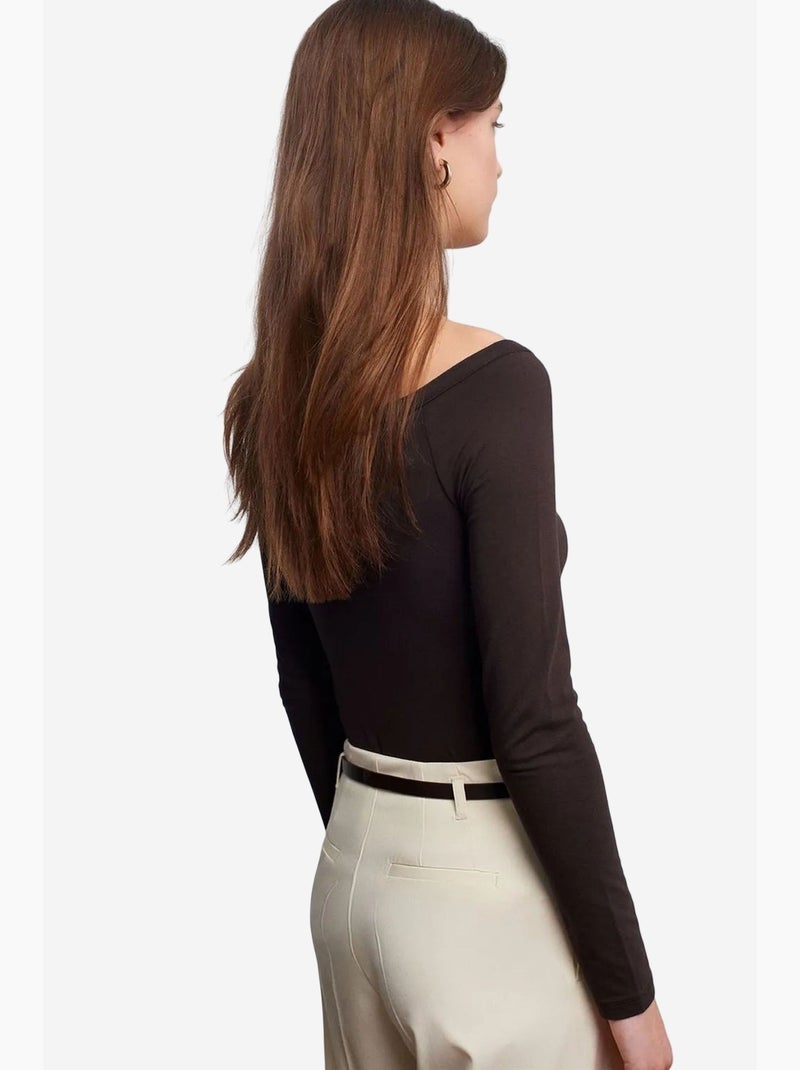Body scollo barca aderente dilvin Grigio scuro - Kiabi