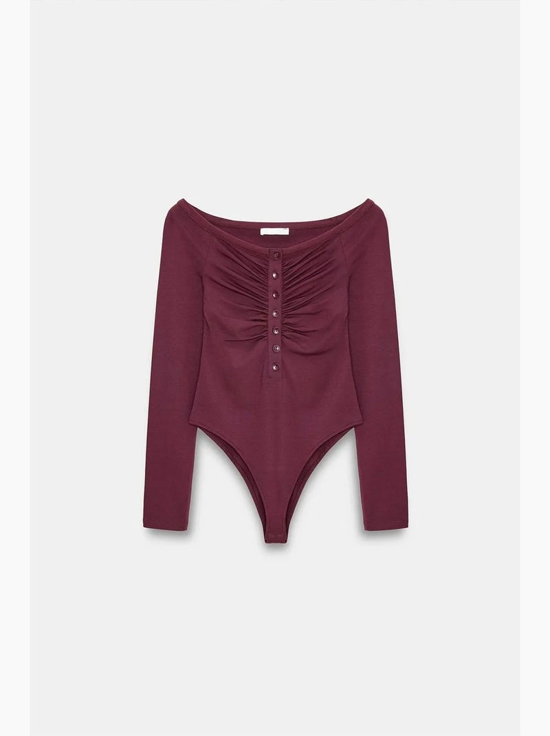 Body scollo barca aderente dilvin Rosso bordeaux - Kiabi