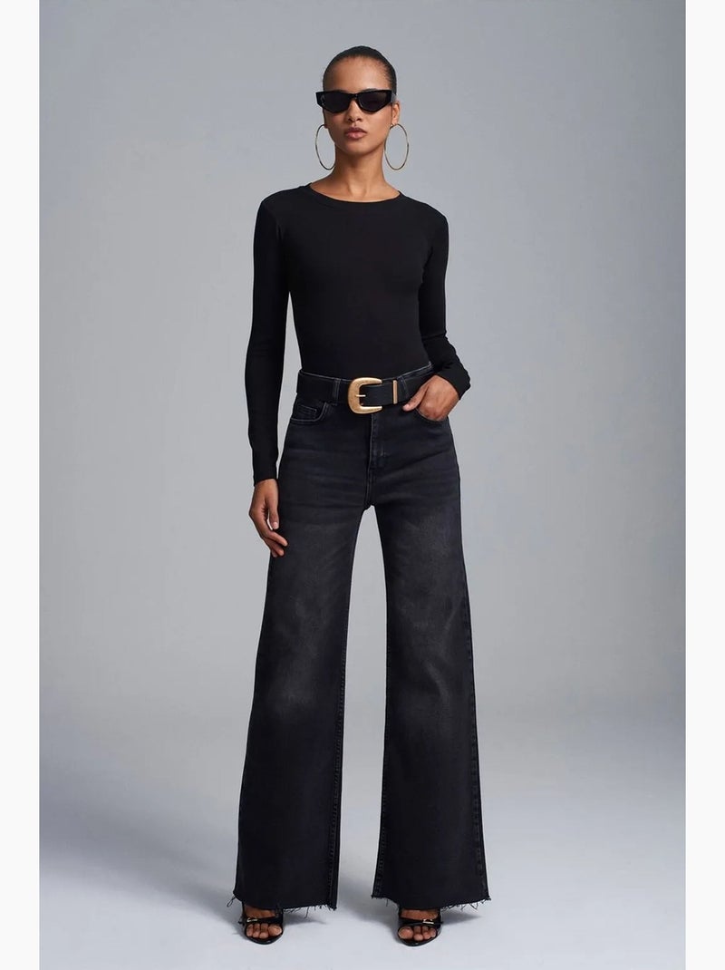 Body scollo tondo aderente in jersey dilvin Nero - Kiabi