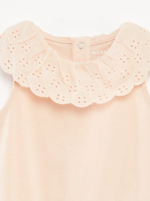 Body senza maniche con collo ampio con ricamo sangallo - Kiabi